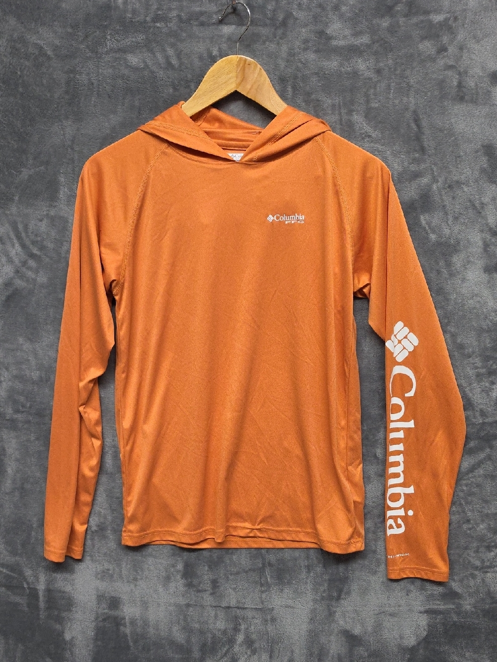Columbia PFG Orange Hooded Long Sleeve Moisture-Wicking Shirt sz XL
